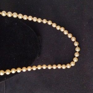 Vintage Marvella 60" Faux Champagne Color Pearl Hand Knotted Necklace